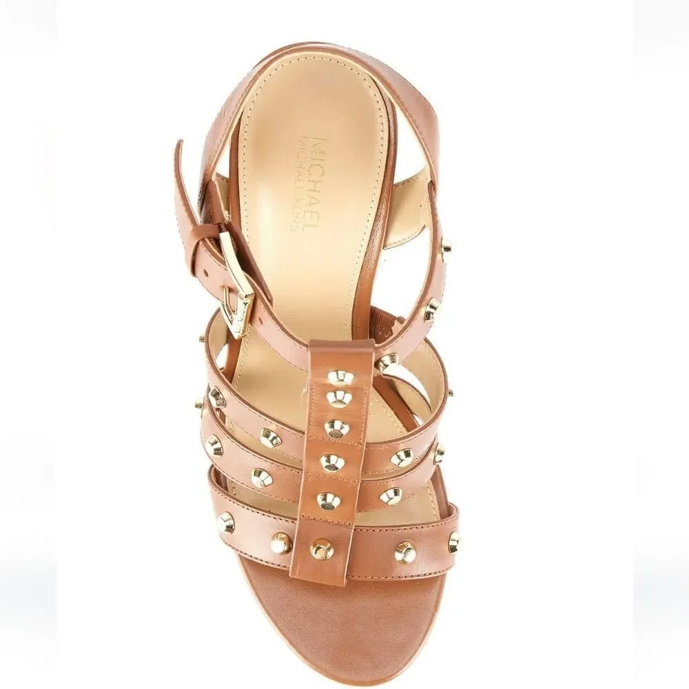 NWOB MICHAEL Michael Kors Jagger Studded Stiletto Sandal in Luggage